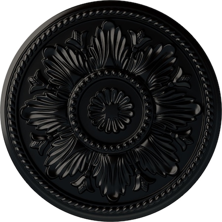 Edinburgh Ceiling Medallion (Fits Canopies up to 5 1/4"), Hand-Painted Jet Black, 18"OD x 1 3/4"P